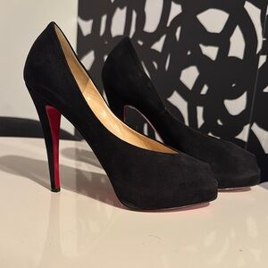 Christian Louboutin Black Joli Dune 120 Suede Royal Platforms Pumps size 39.5 EU